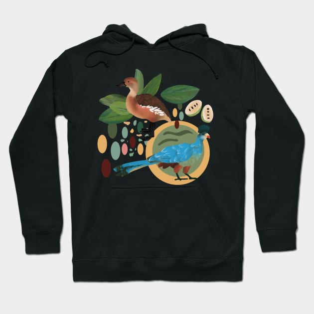 Great blue turacos and fulvous whistling ducks design Hoodie by MSBoydston